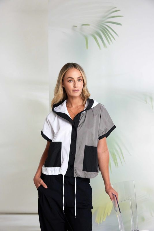 NAYA Two tone hooded Jacket with pockets