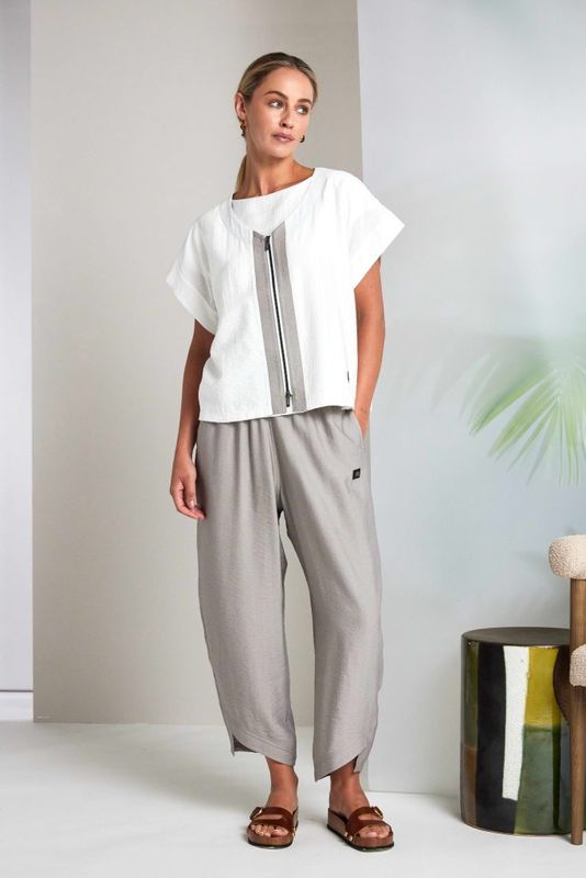 NAYA Curved Hem Trousers with Elastic waist