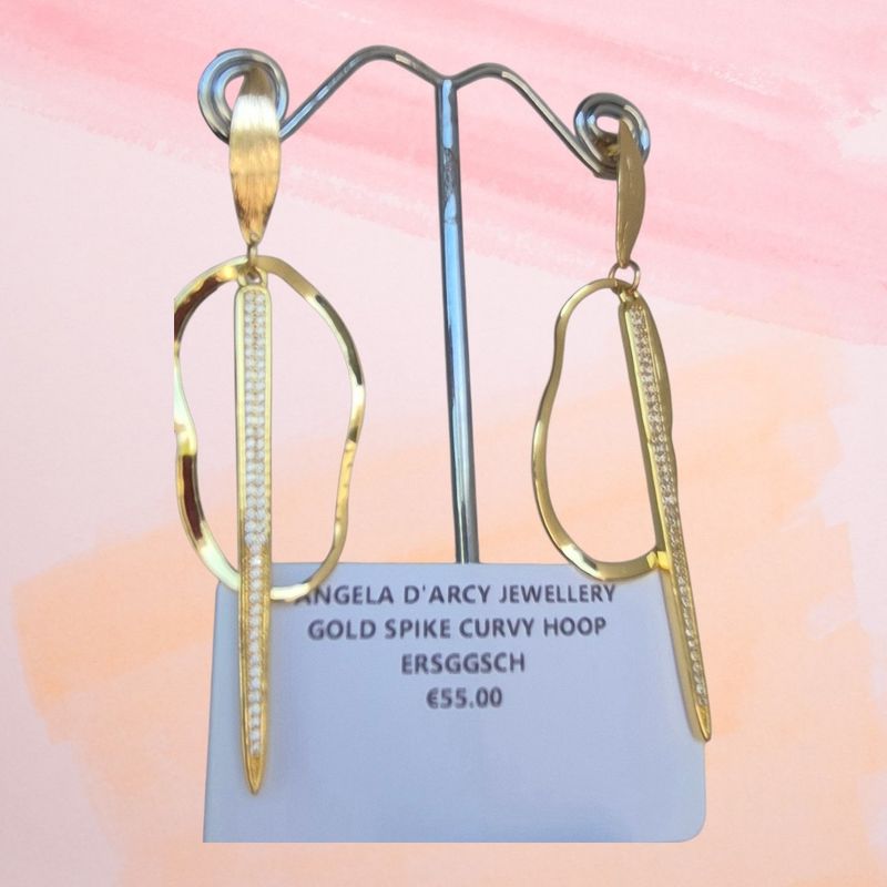 Gold Spike Curvy Hoop Earings