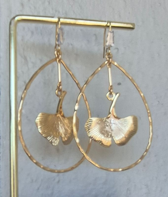 Large Teardrop Ginko Leaf earings