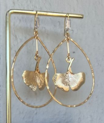 Large Teardrop Ginko Leaf earings