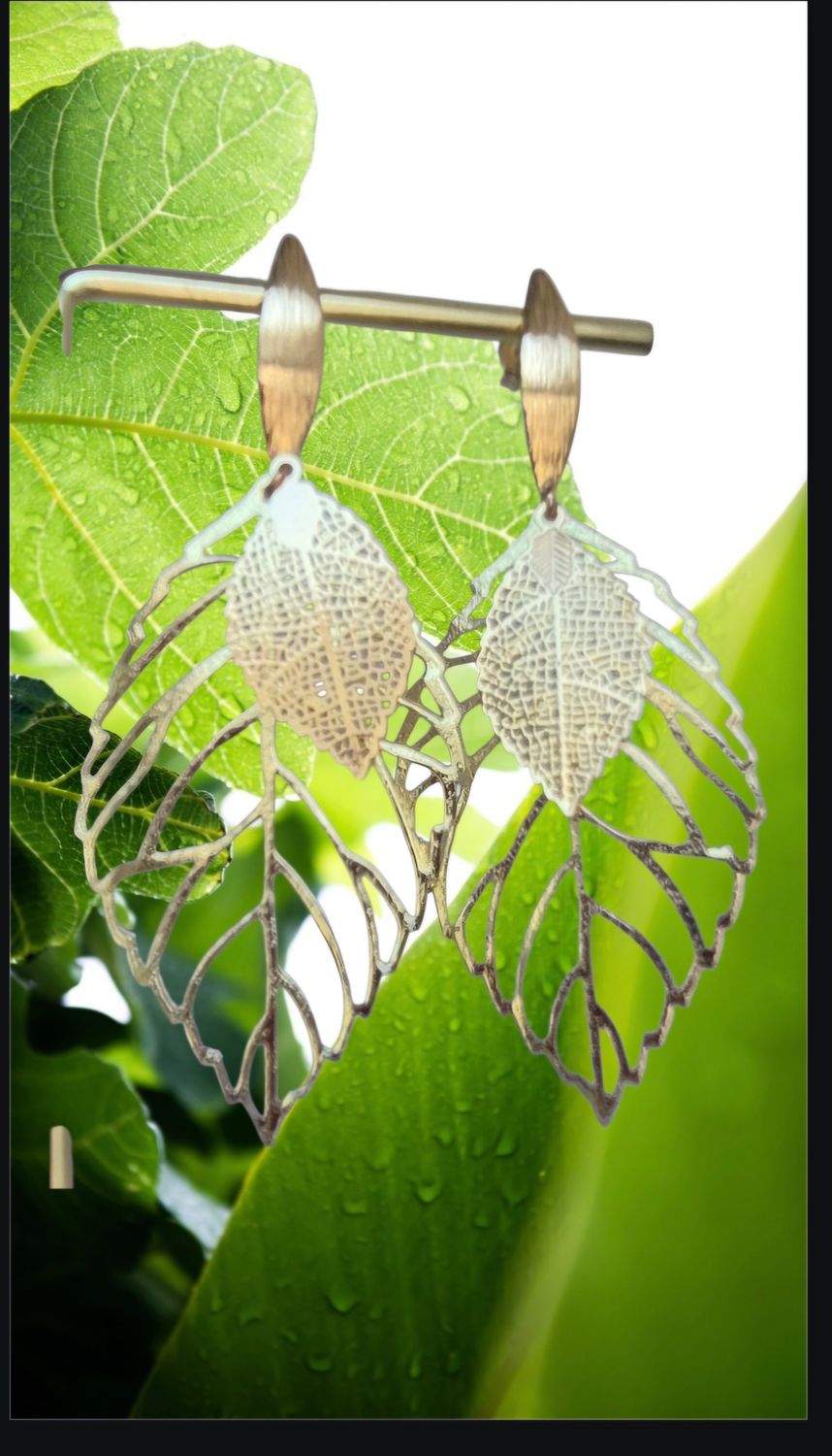 Double Leaf Gold Earings