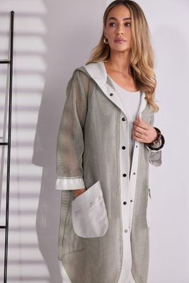 Naya Mesh   hooded coat with contrast pockets