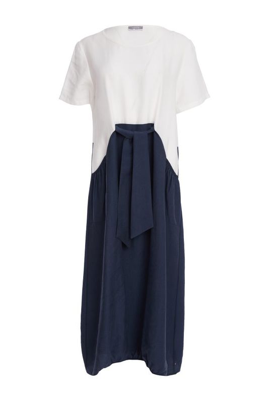 NAYA Dress with contrast skirt with Tie Belt