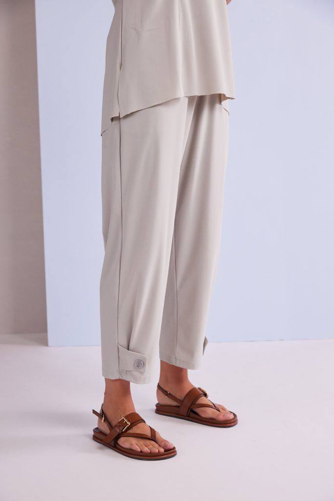 NAYA Slim Leg Trousers with Tab at Hem