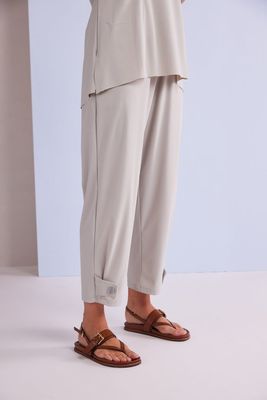 NAYA Slim Leg Trousers with Tab at Hem