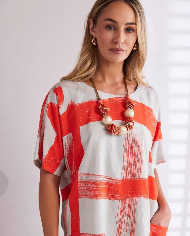 NAYA Paintwork print square top with pocket