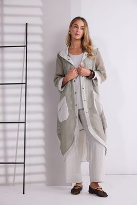 NAYA Mesh Hooded Coat with Contrast Pockets