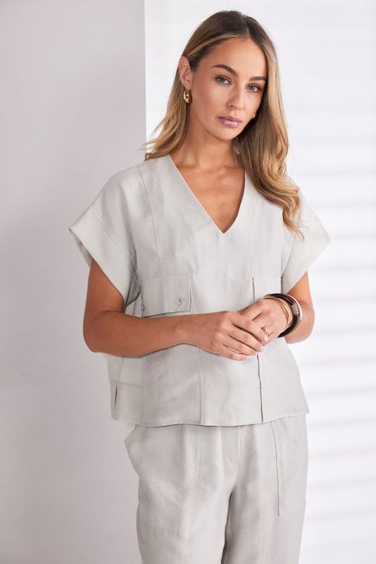 NAYA PATCH POCKET WITH V NECK TOP