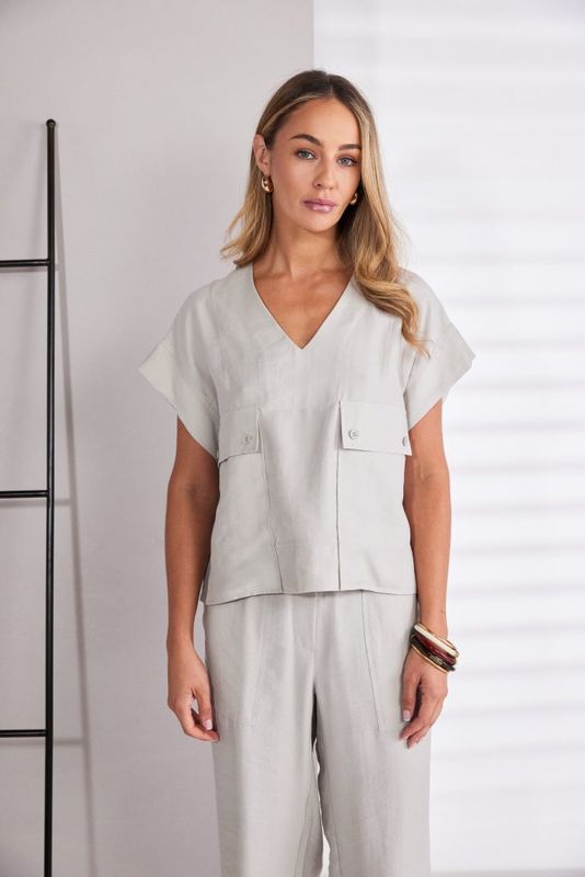 NAYA PATCH POCKET WITH V NECK TOP