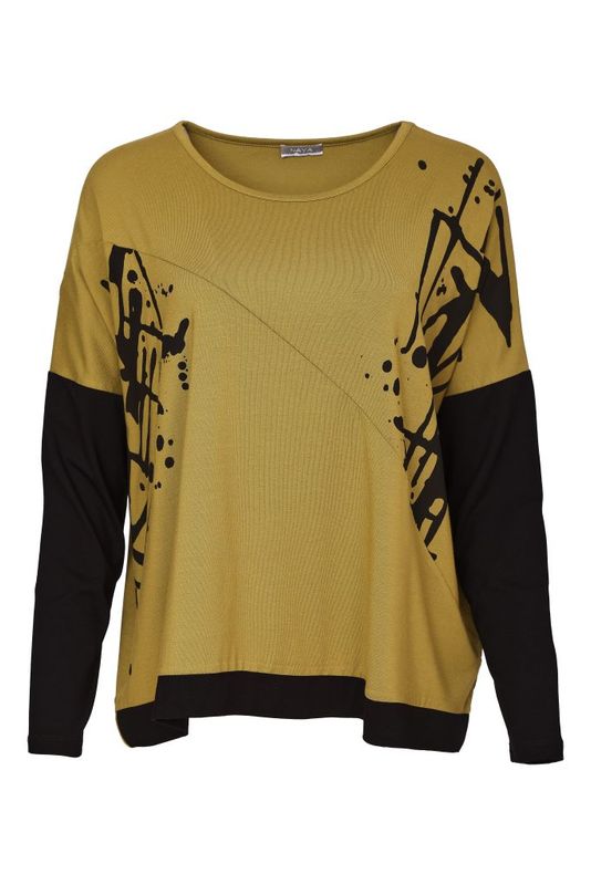 NAYA ​Placement Print Top With Front Angle Seam