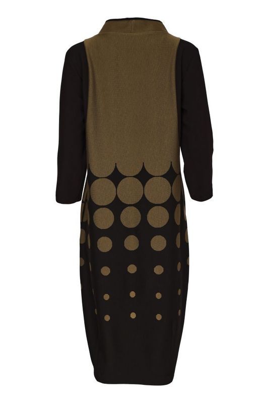 NAYA ​Spot Border Print High Neck Dress With Contrast Sleeve