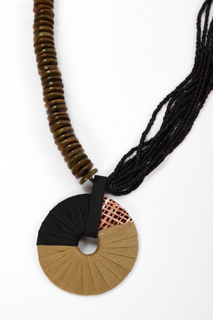 NAYA Two Tone Necklace With Bead And Loop String