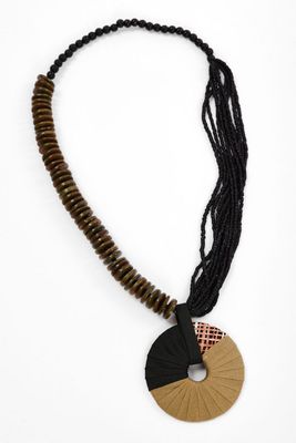 NAYA Two Tone Necklace With Bead And Loop String