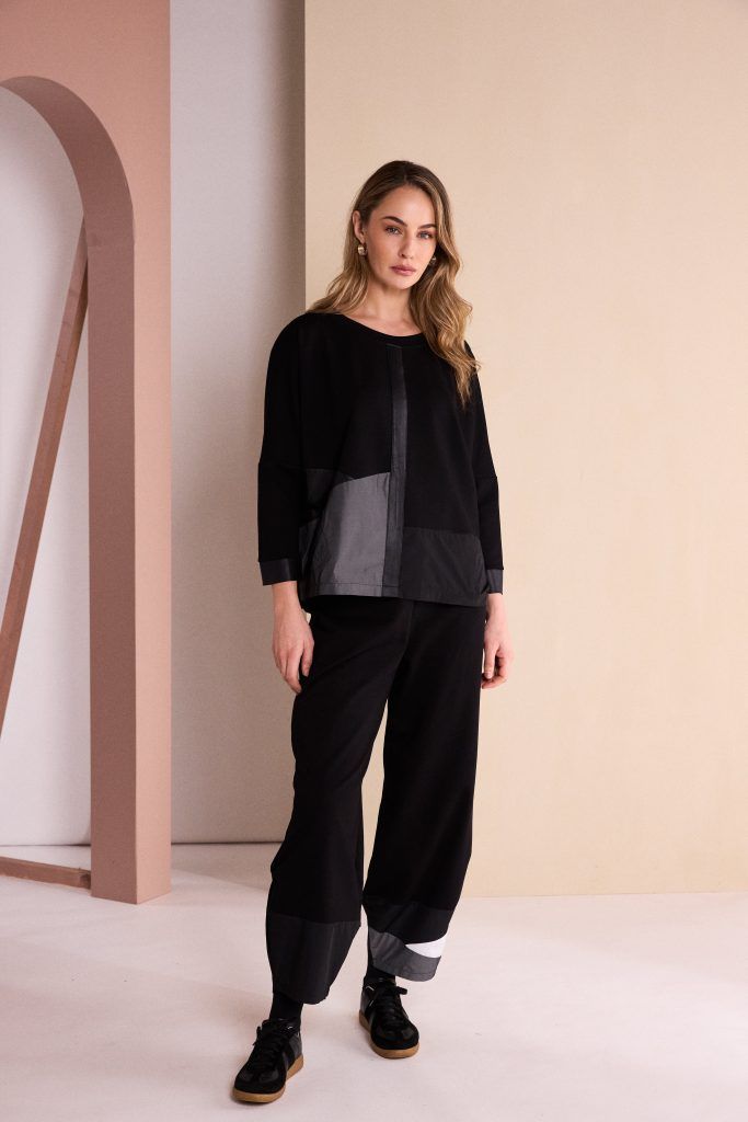 NAYA SHAPED HEM TROUSERS WITH COLOR INSERT