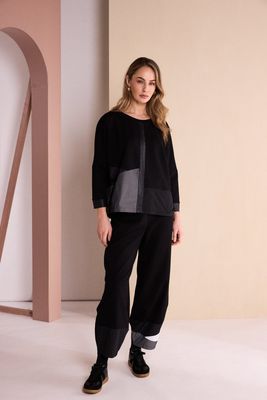 NAYA SHAPED HEM TROUSERS WITH COLOR INSERT
