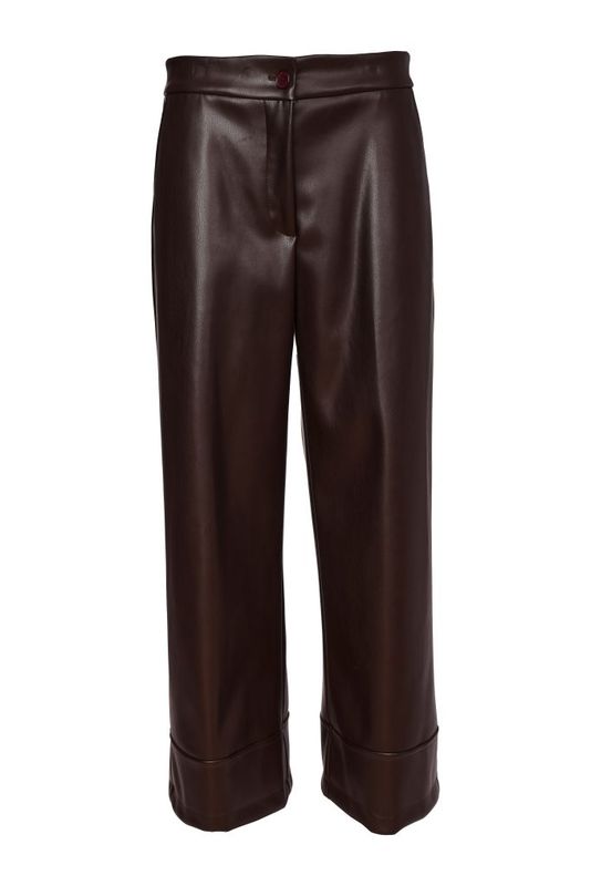 NAYA ​Wide Leg Leatherette Trouser With Hem Panel