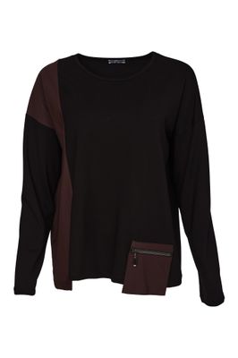 NAYA ROUND NECK TOP WITH ZIP CONTRAST POCKET