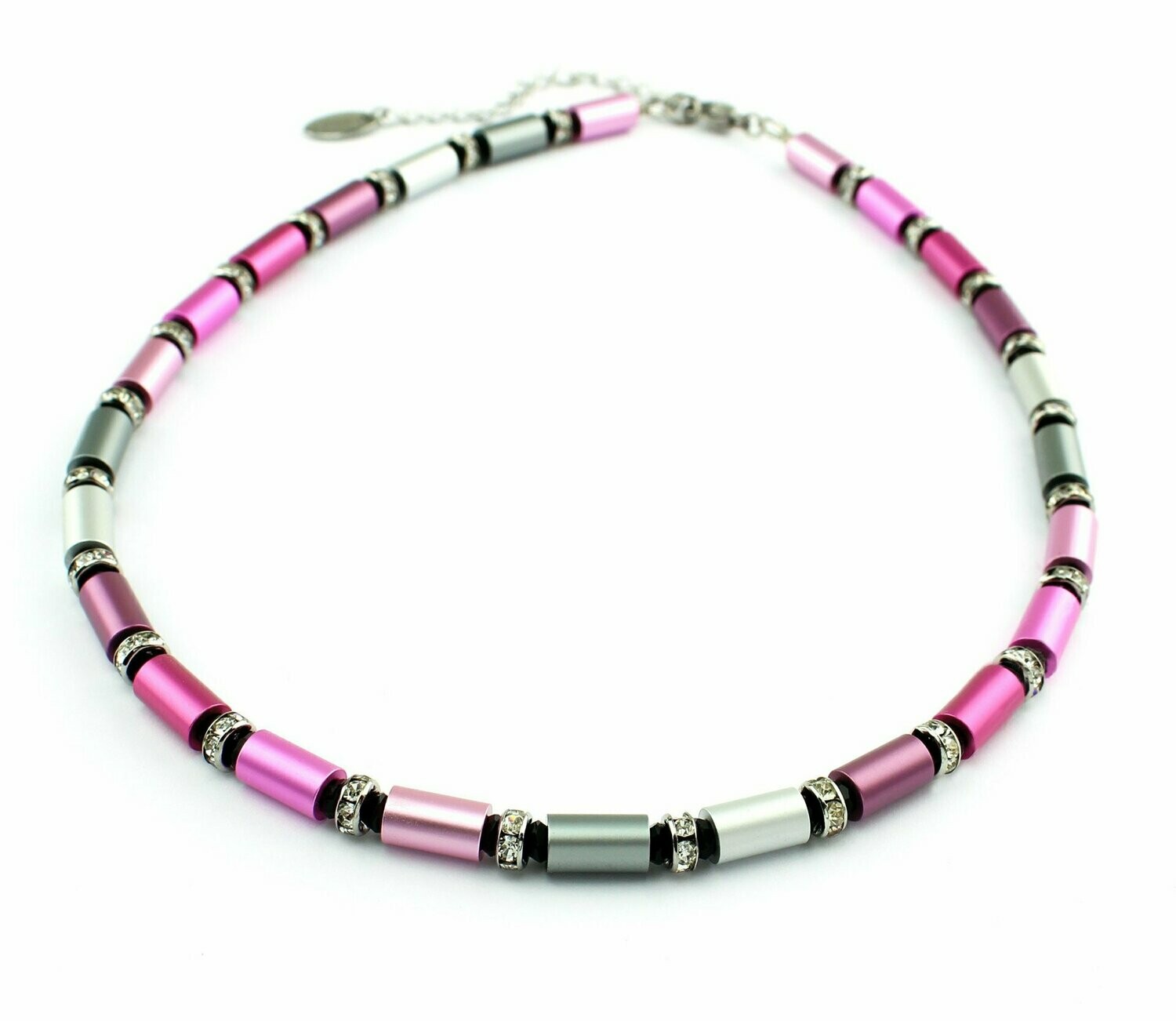 A-Line Aluminium Rosa Rose & Grey Kette mit Strass