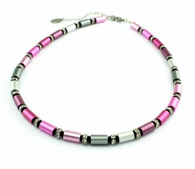 A-Line Aluminium Rosa Rose & Grey Kette mit Strass