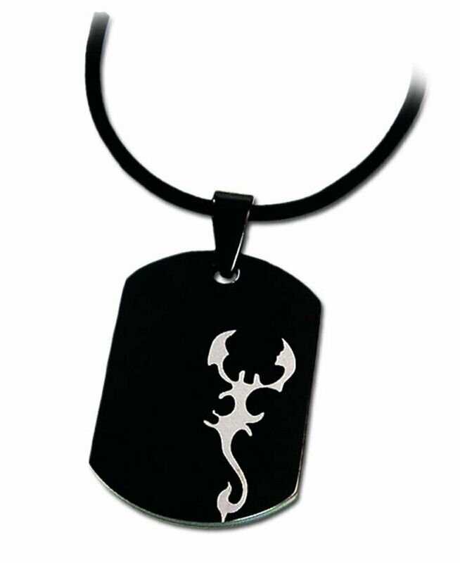 Black Laser Edelstahl Dog Tag Skorpion mit Kautschukkette
