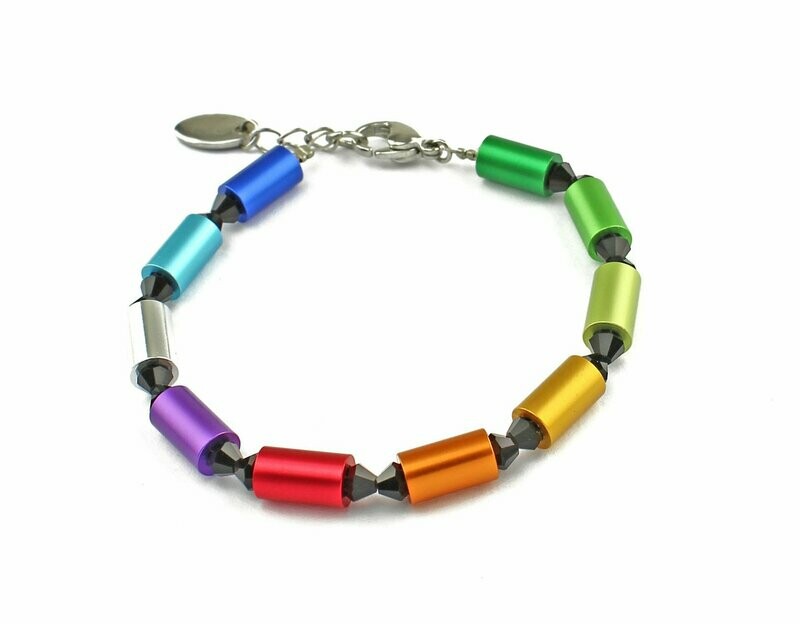 Rainbow Line Regenbogen Aluminium Armband