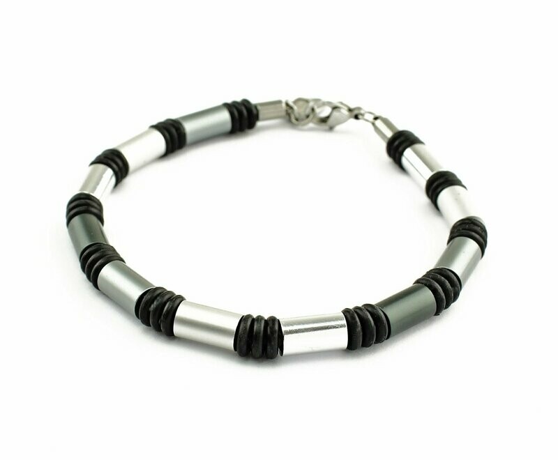 Surfer Style Armband Silber & Stahlgrau