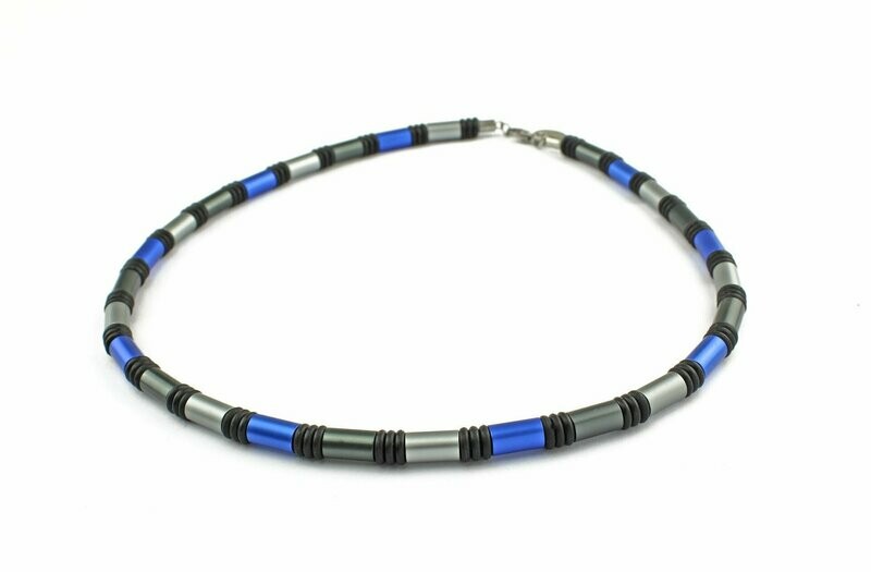 Surfer Stil Aluminium Halskette  in Royalblau für Ihn