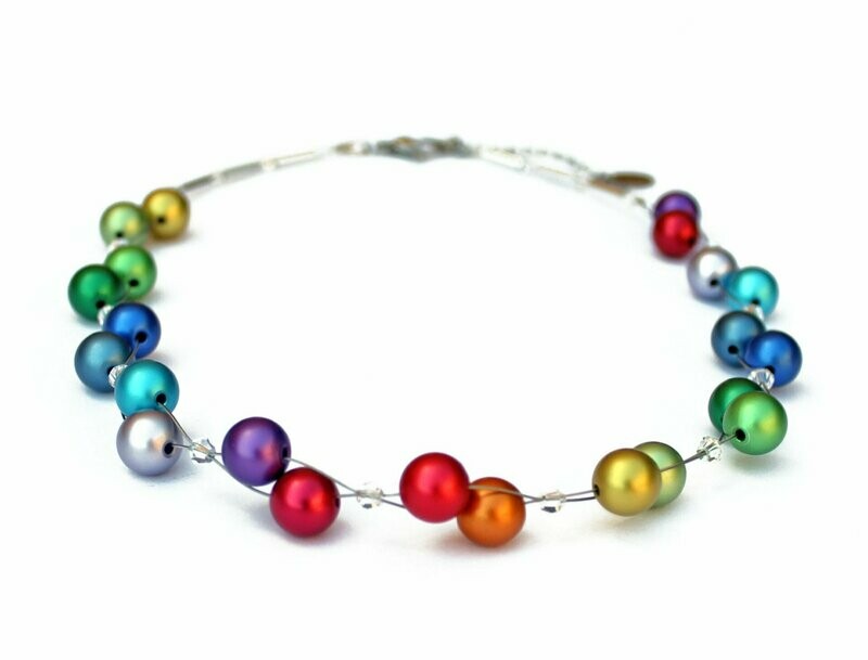 Rainbow Line Regenbogen Aluminium Perlen Kette