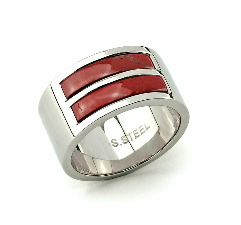 Edelstahlring mit Halbedelstein "Roter Jaspis"