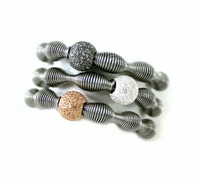 Edelstahl Stretch Ringe mit 925 Silber Perle in Weiss, Grau und Rosè