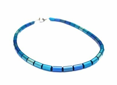 A-Line Aluminium Schlangen Halskette / Collier Türkis Blau