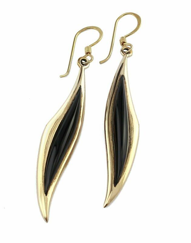 Raffinierte Bronze & Onyx Ohrhänger - Minimalistische Eleganz für Sie
