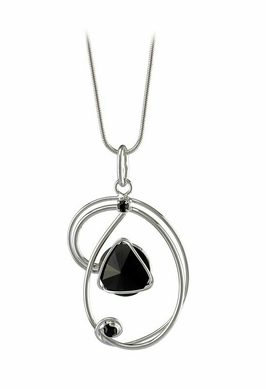 Moderner XL Anhänger mit Swarovski Elements ® in Jet Black