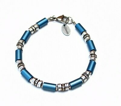 Zeitlos - Edel - Elegantes Bicolor Armband in Jeansblau