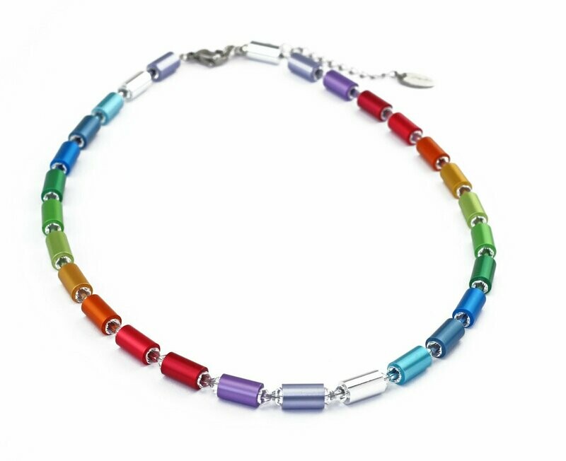 Descadero Rainbow Line Aluminium Regenbogen Kette mit hellen Kristallen