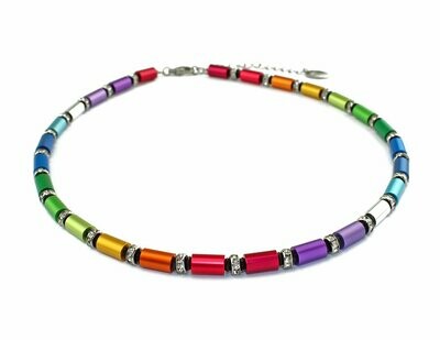 A-Line Aluminium Regenbogen Halskette / Collier mit Strass