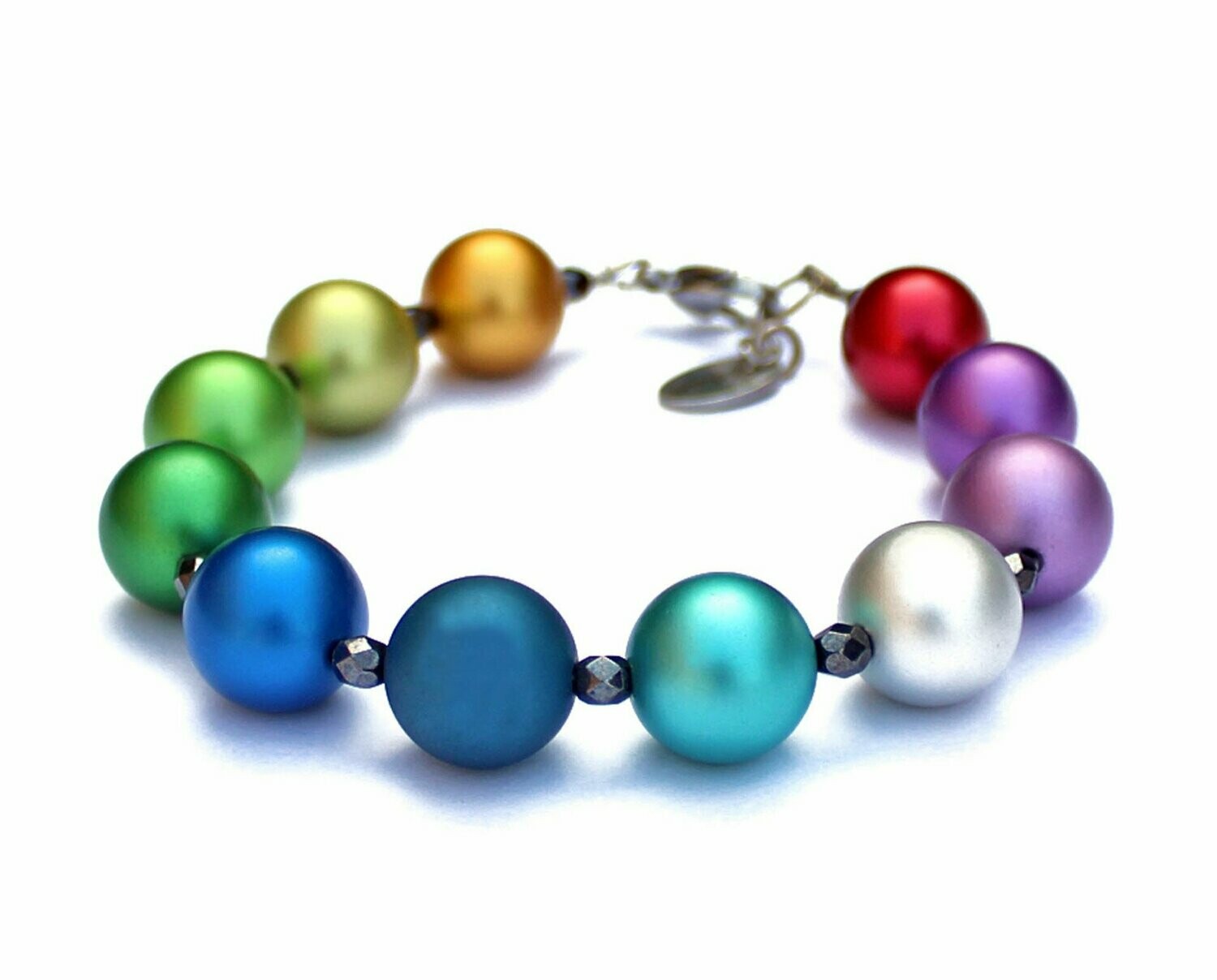 XL Rainbow Line "Disfruta la vida" Regenbogen Perlen Armband