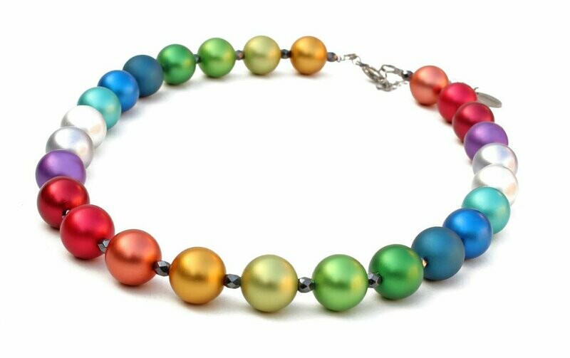 XL Rainbow Line "Disfruta la vida" Regenbogen Perlen Kette