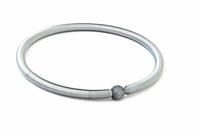 Edelstahl Stretch Armband mit 925 Silber Perle Anthrazit
