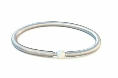 Edelstahl Stretch Armband mit 925 Silber Perle in Weiss