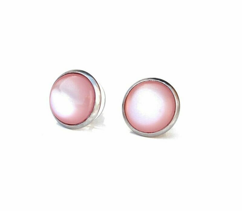 316L Edelstahl Polaris Cabochon Ohrstecker in Zart Rosa
