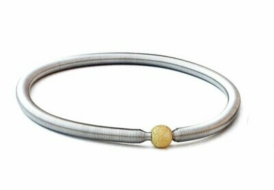 Edelstahl Stretch Armband mit 925 Silber Perle Vergoldet