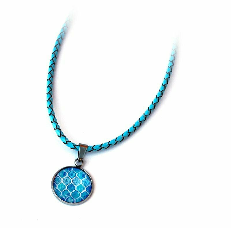 Cabochon Anhänger "Meeresmosaik" in Aquamarin Türkis