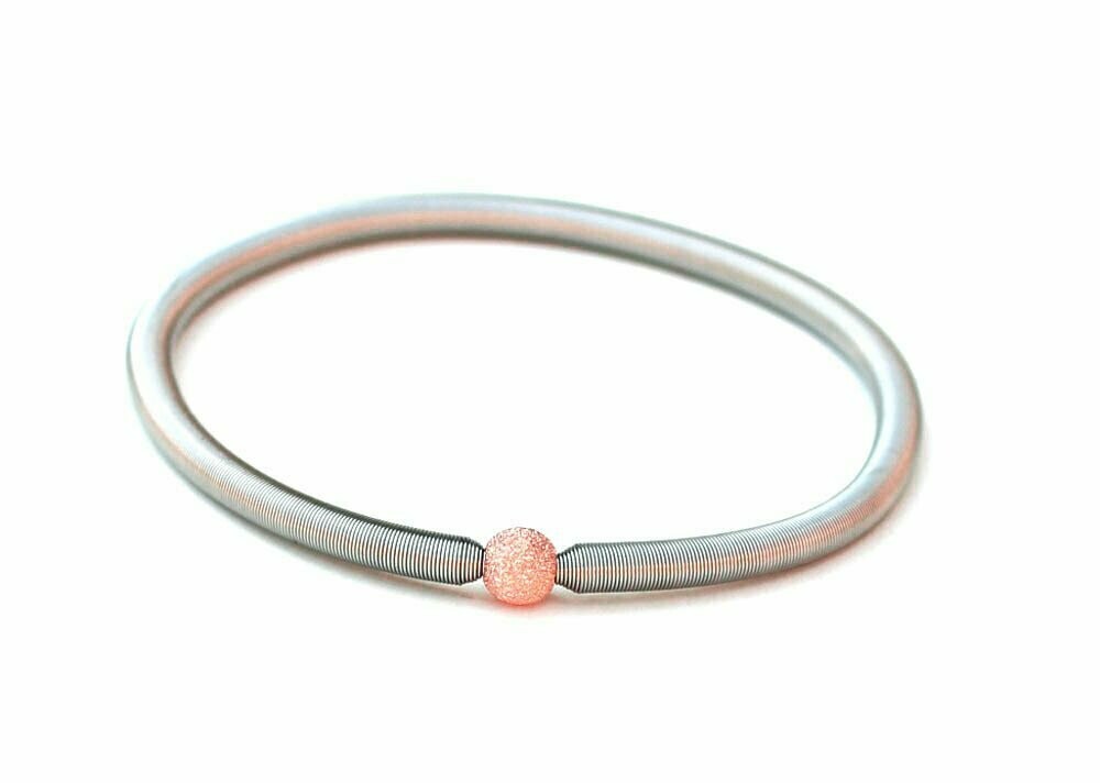 Edelstahl Stretch Armband mit 925 Silber Perle Rosévergoldet