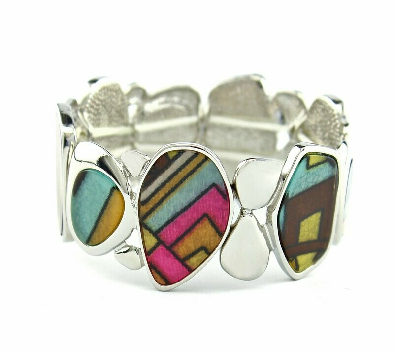 Modernes Grafikdruck & Acryl Armband