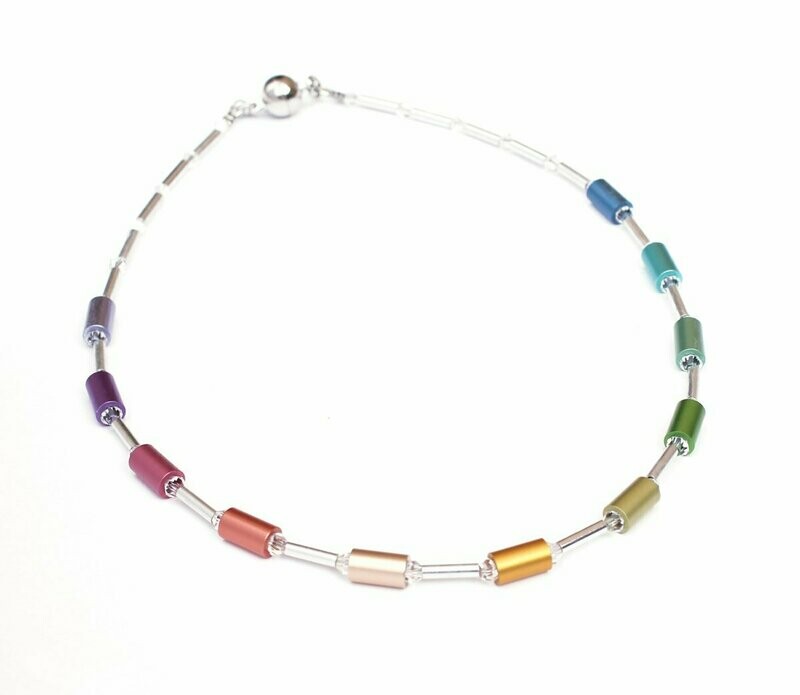 Zarte Aluminium Kette in Regenbogen Eiskremefarben