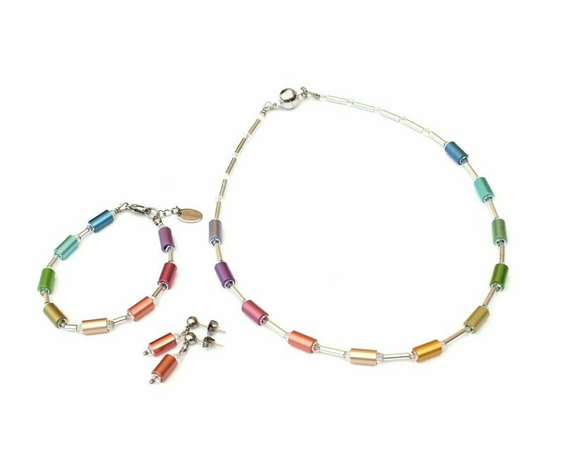 Zartes Schmuckset in Regenbogen Eiskremefarben