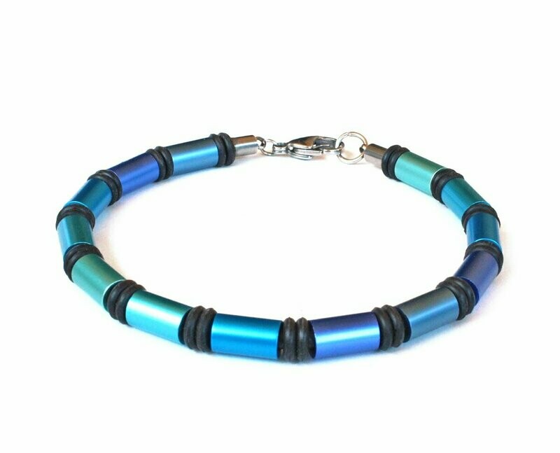 Aluminium Surfer Style Armband Meeresblau