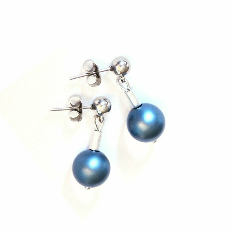 Aluminium Perlohrstecker Jeansblau